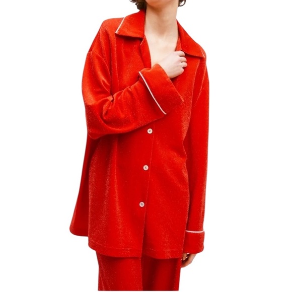 NWT Sleeper Saturn Lurex Pajama Set in Red Size S - Picture 3 of 15